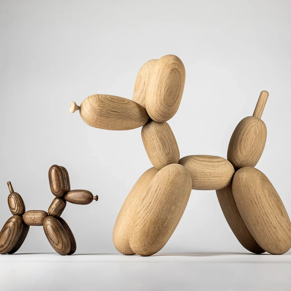 Large Oak Balloon Dog - Image 3
