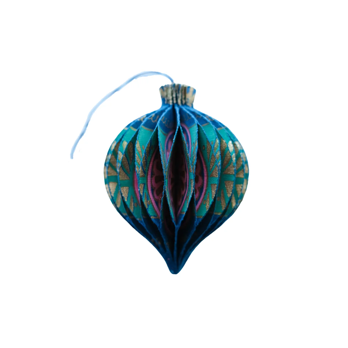 Blue Bauble Honeycomb Ornament