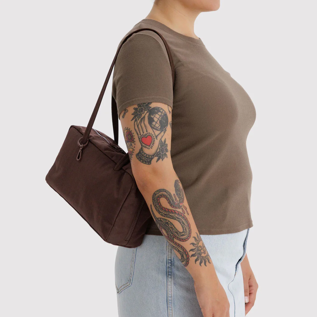 Nylon Bowler Bag: Coffee - Image 4