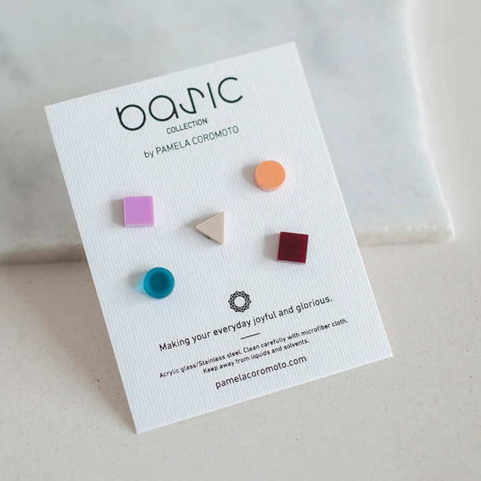 Basic Mini Tropical Magenta Palette Stud Earrings Set - Image 2