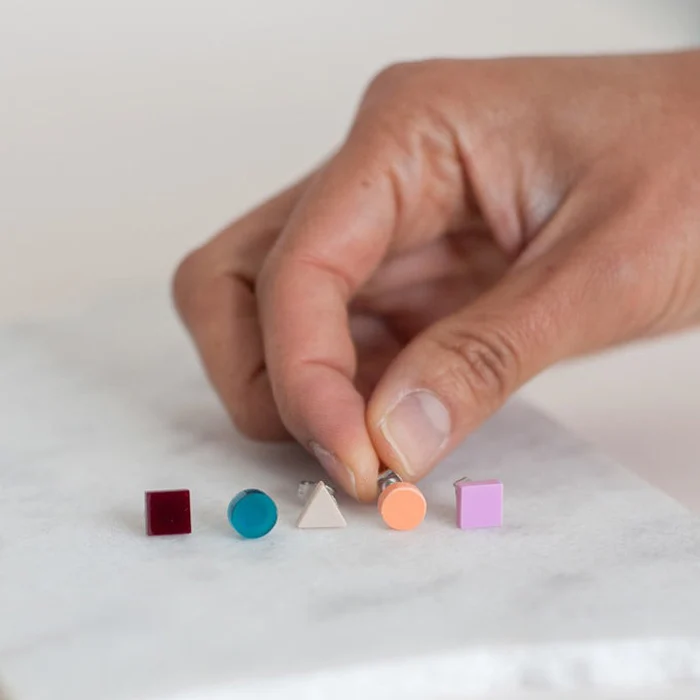 Basic Mini Tropical Magenta Palette Stud Earrings Set - Image 3