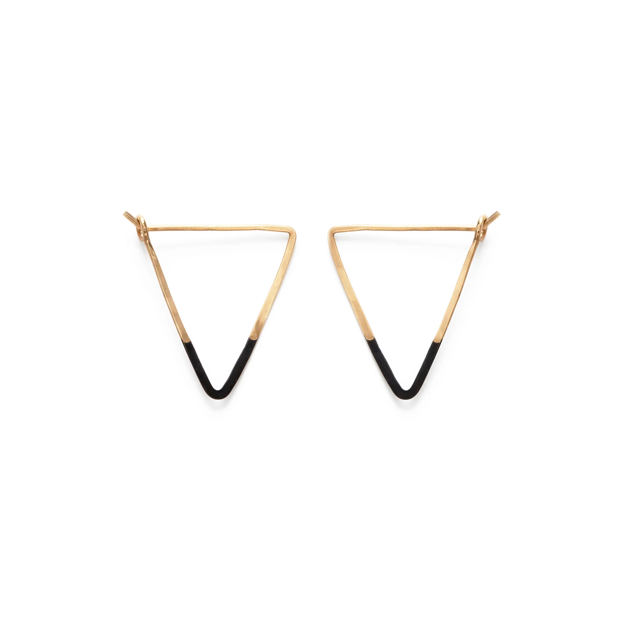 Patina Dipped Mini Triangle Hoops