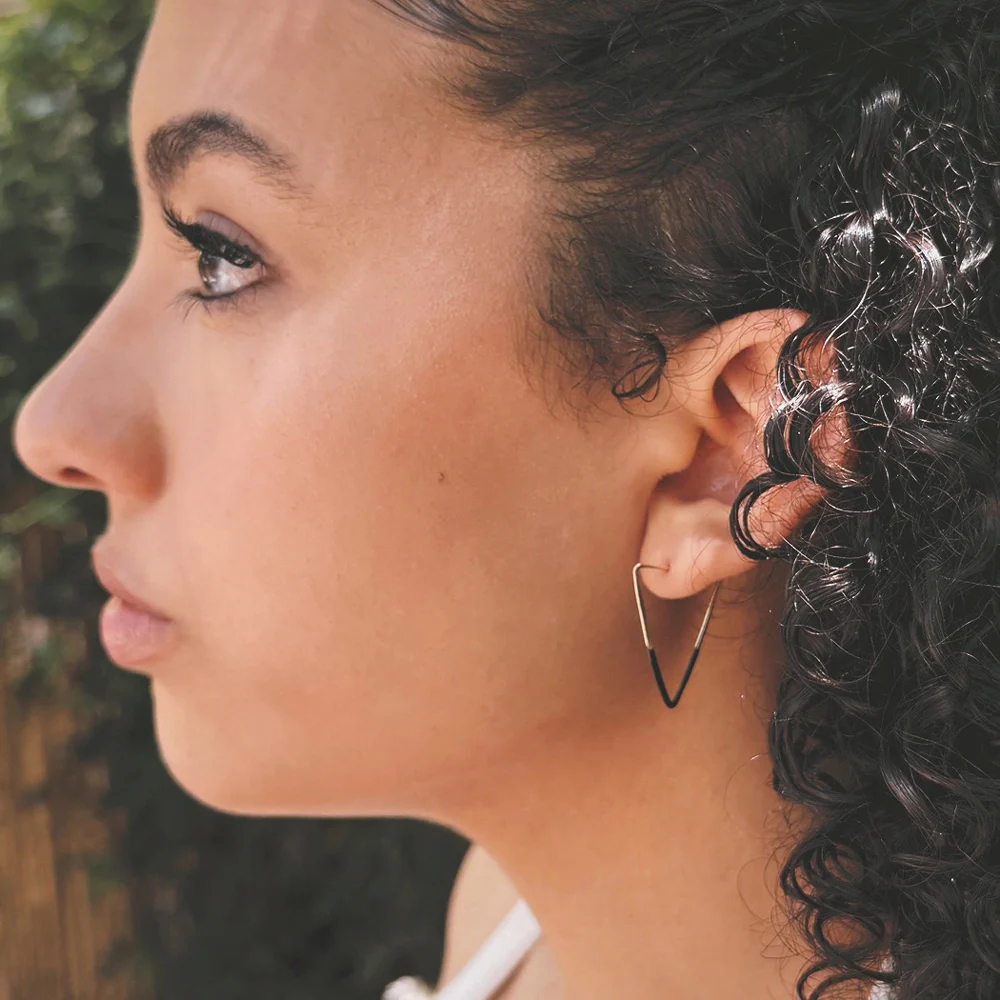 Patina Dipped Mini Triangle Hoops - Image 2