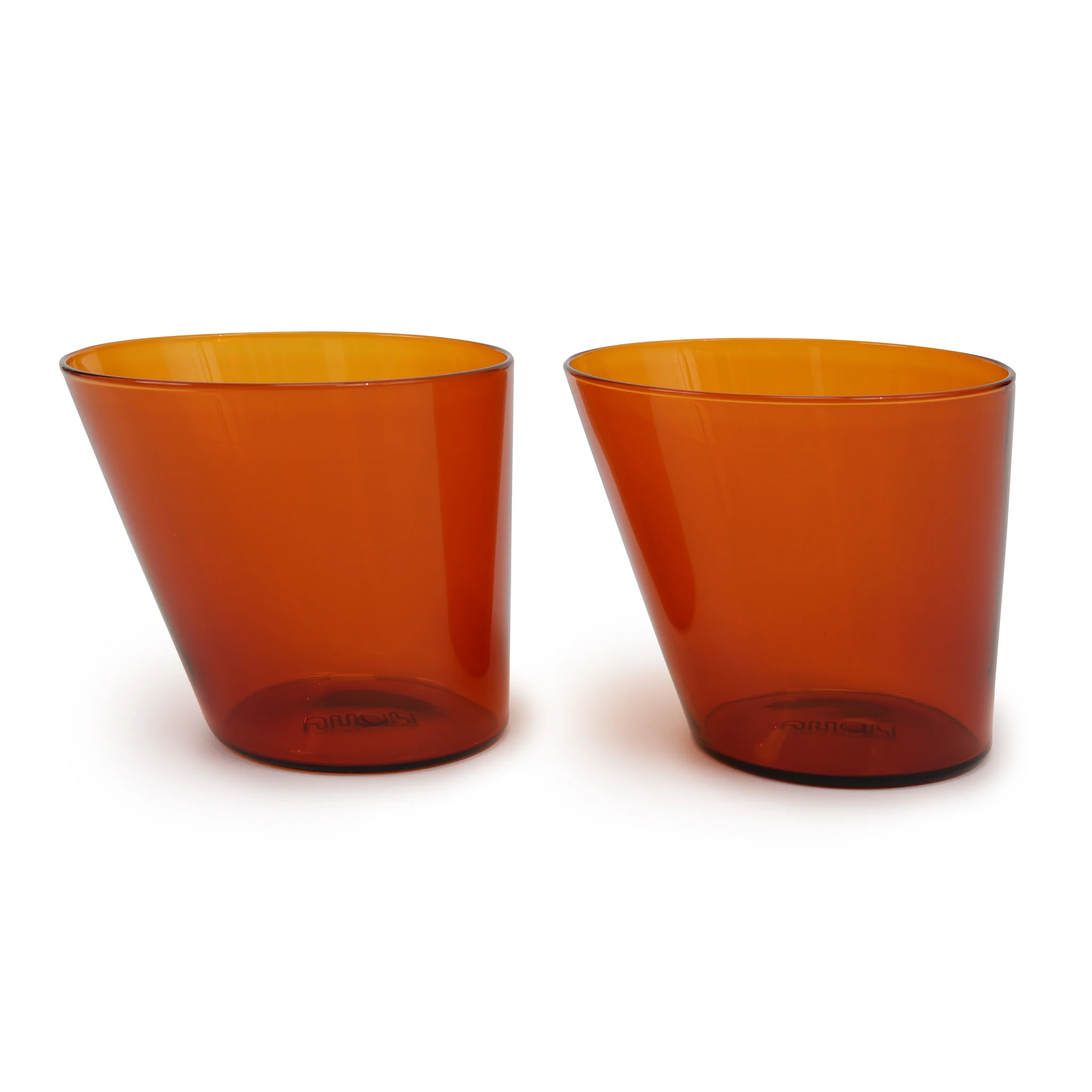 Local Glass Cup Amber Set of 2