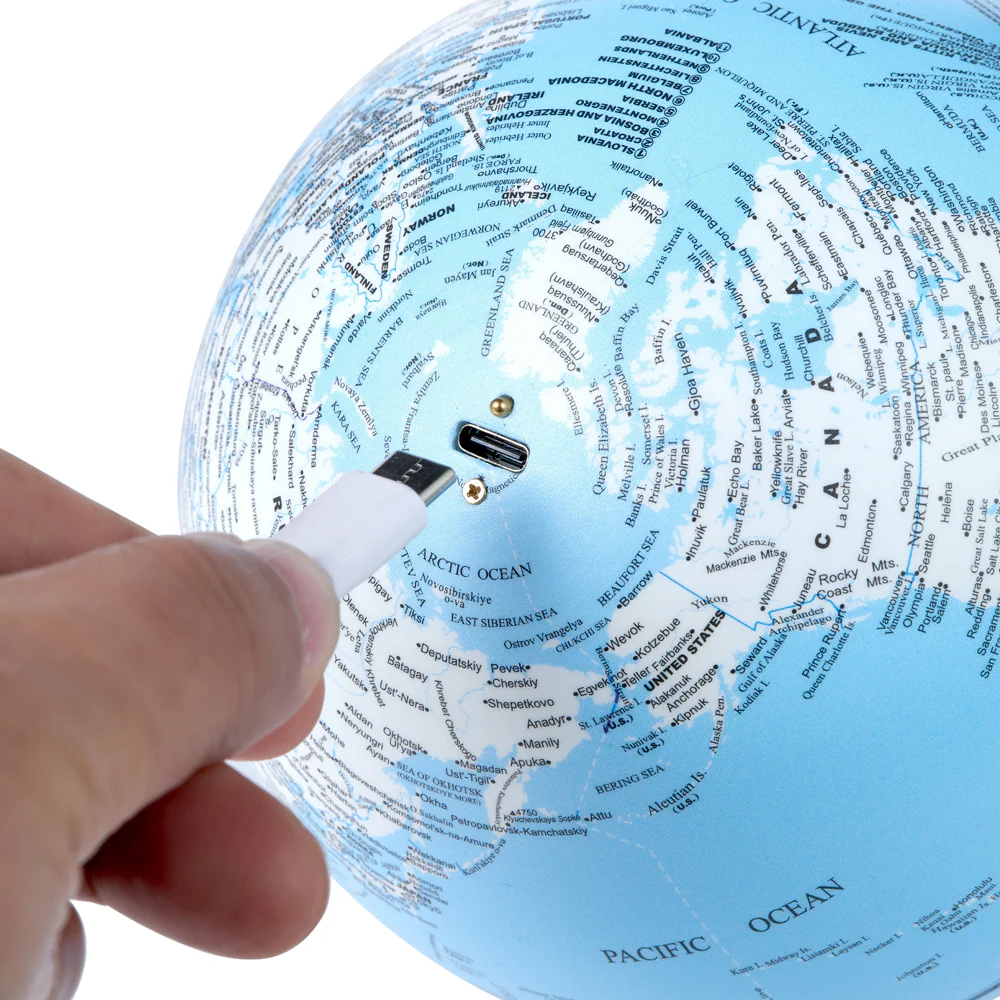Mini Atlas Globe in White Ash - Image 5