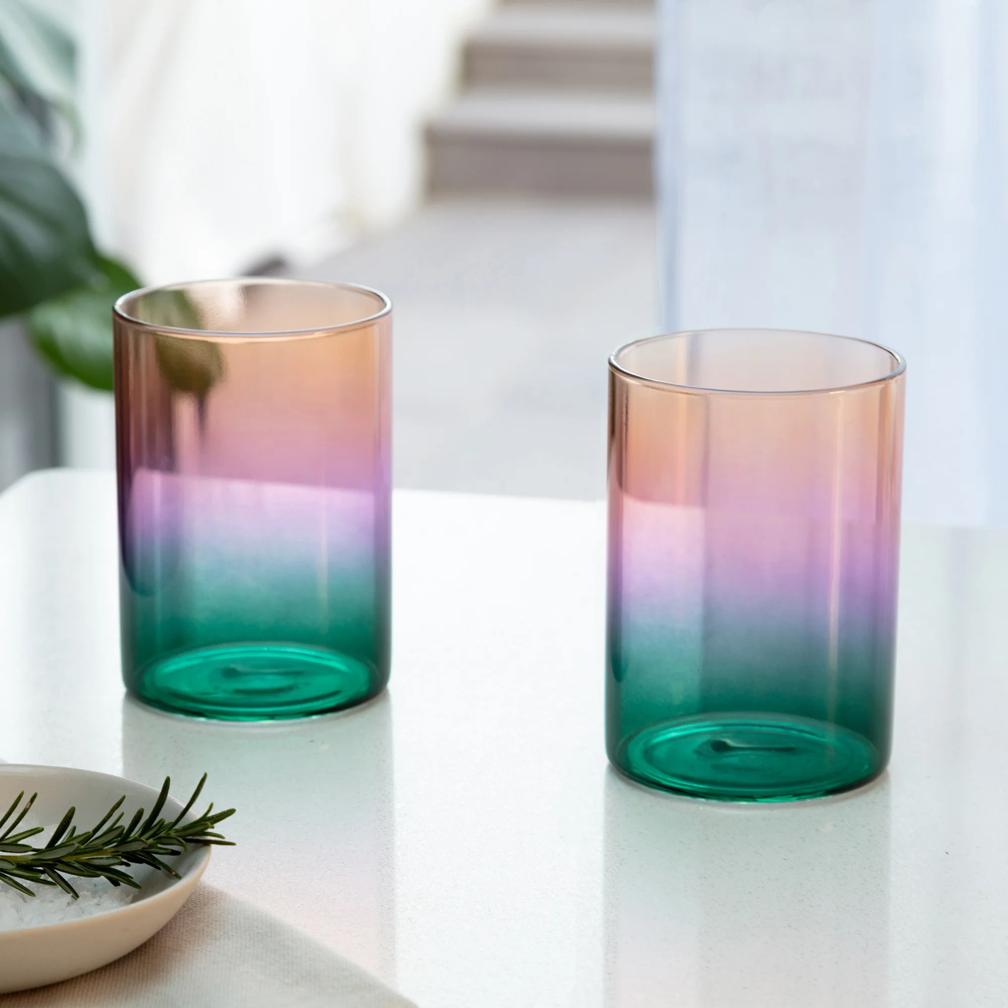 Gradient Glass Set of 2: Teal, Lilac + Amber - Image 3