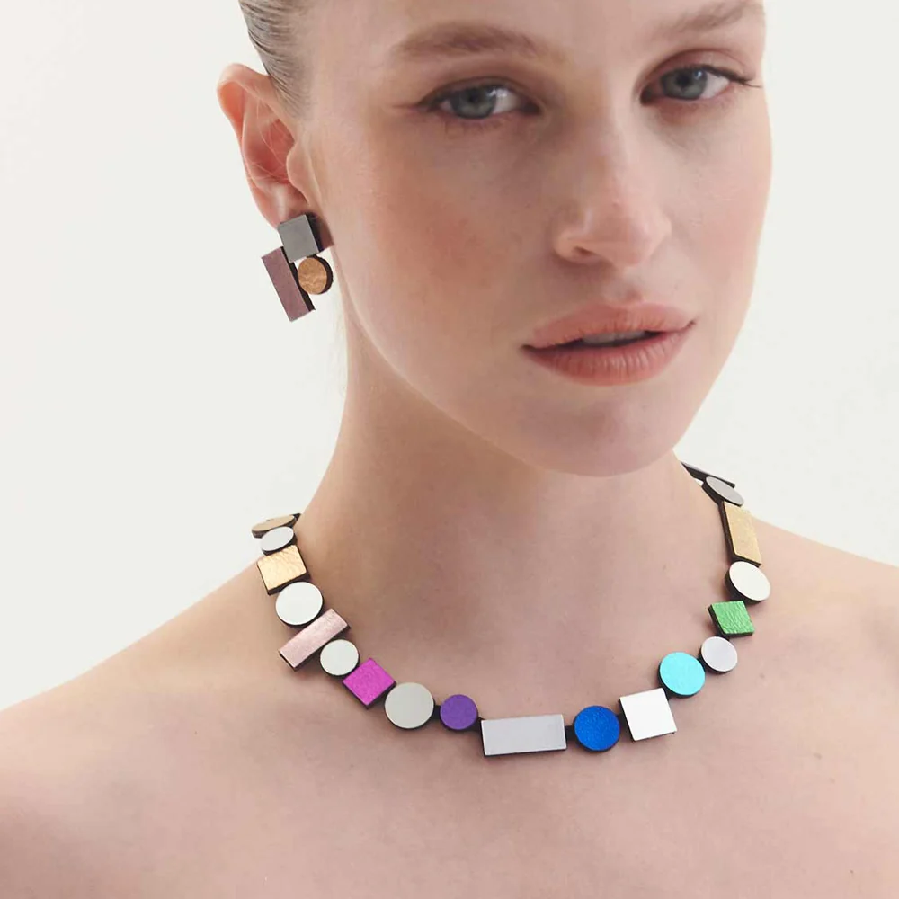 Bauhaus Silver and Rainbow Necklace - Image 3