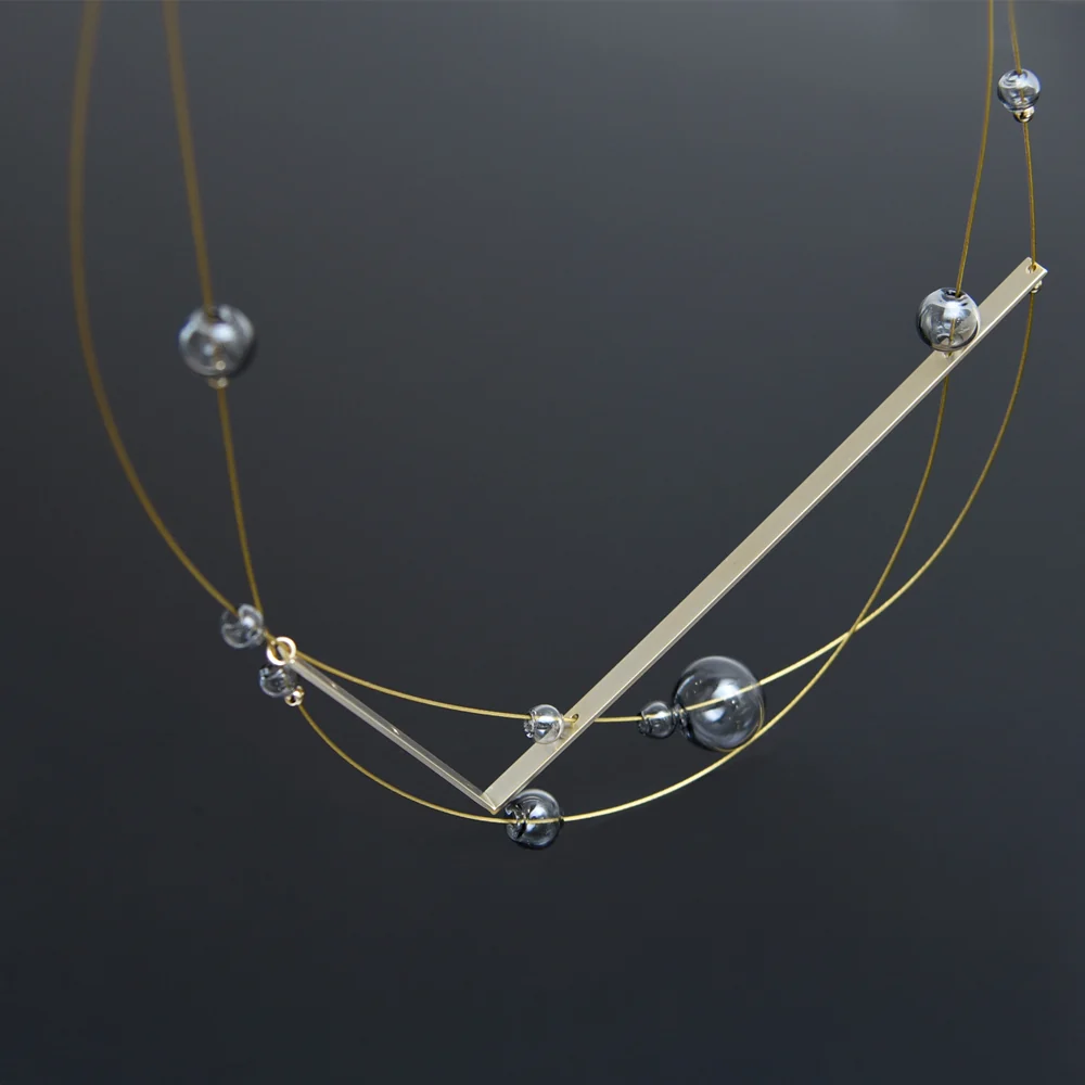 Tikkatock Layered Necklace: Satin Gold + Grey