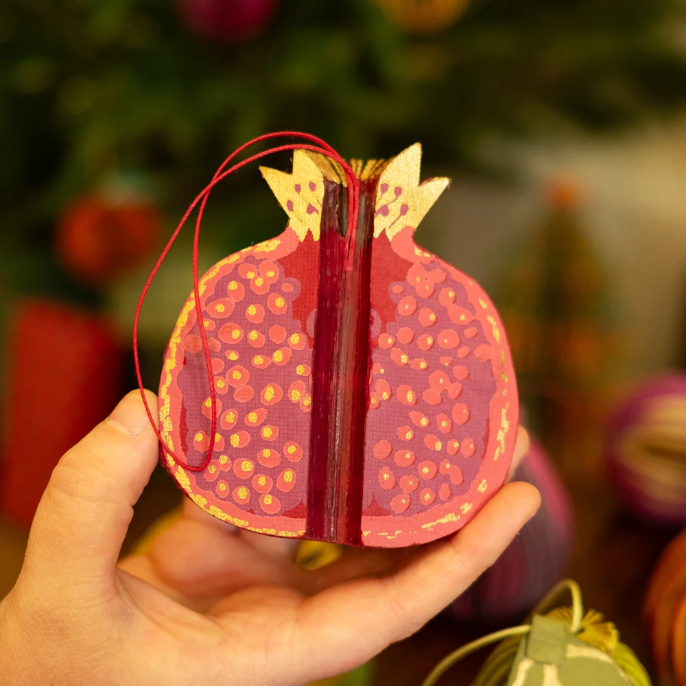 Pomegranate Honeycomb Paper Ornament - Image 3